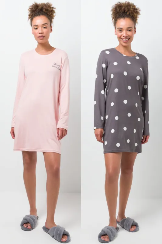 2 Pack Sleepshirts Pink And Grey sold by Ackermas