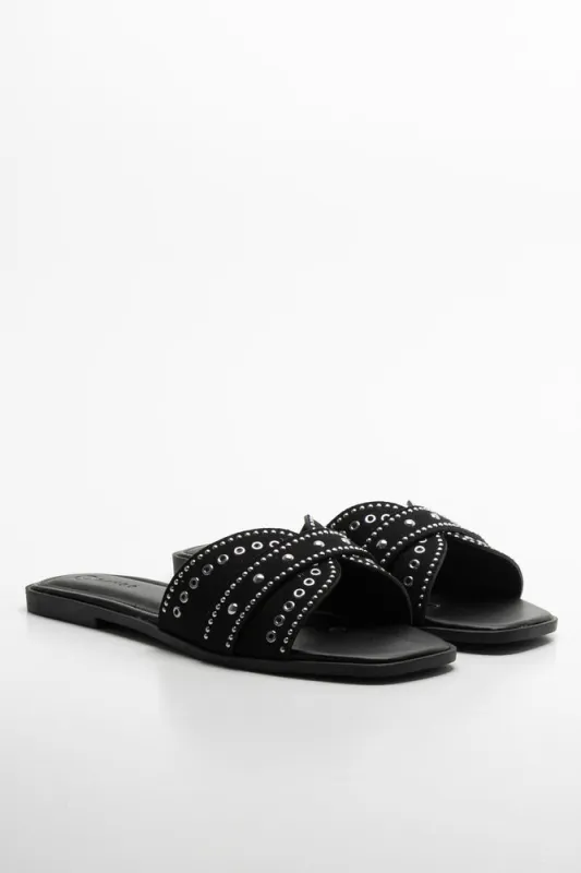 Studded Mule Sandal Black sold by Ackermas