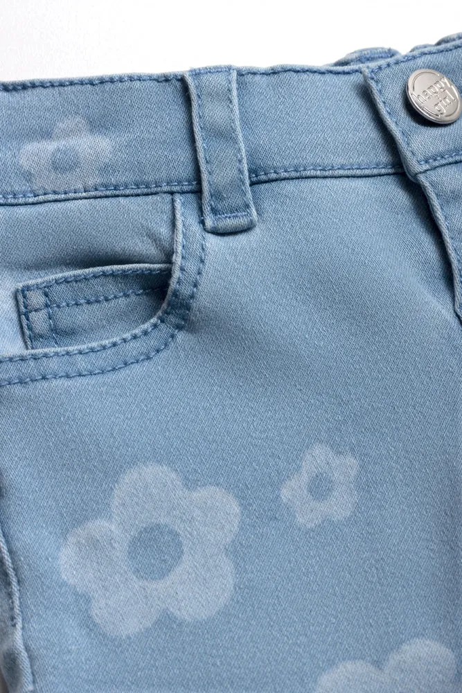 Daisy Lazer Print 5 Pocket Skinny Light Wash Blue sold by Ackermas product image thumbnail 2