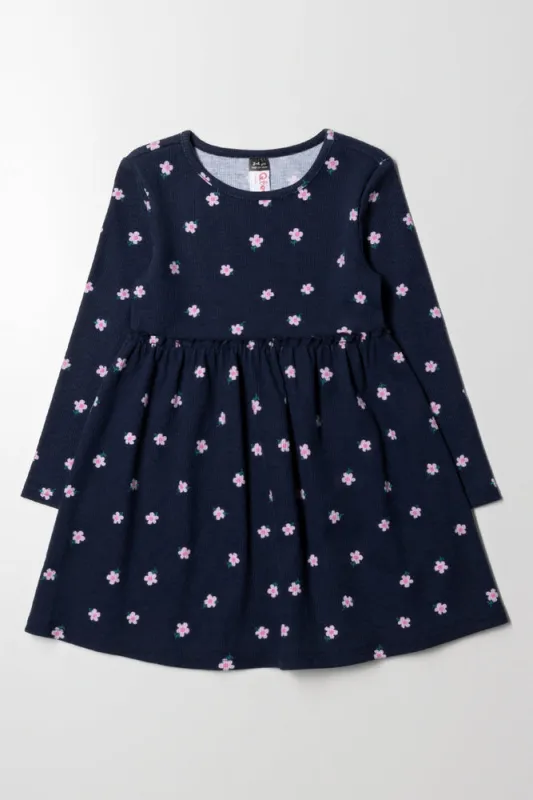 Floral Fit And Flare Dress Navy sold by Ackermas