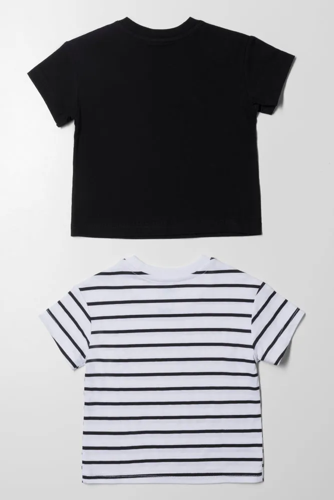 2 Pack Stripe Short Sleeve T-Shirts Black sold by Ackermas product image thumbnail 3