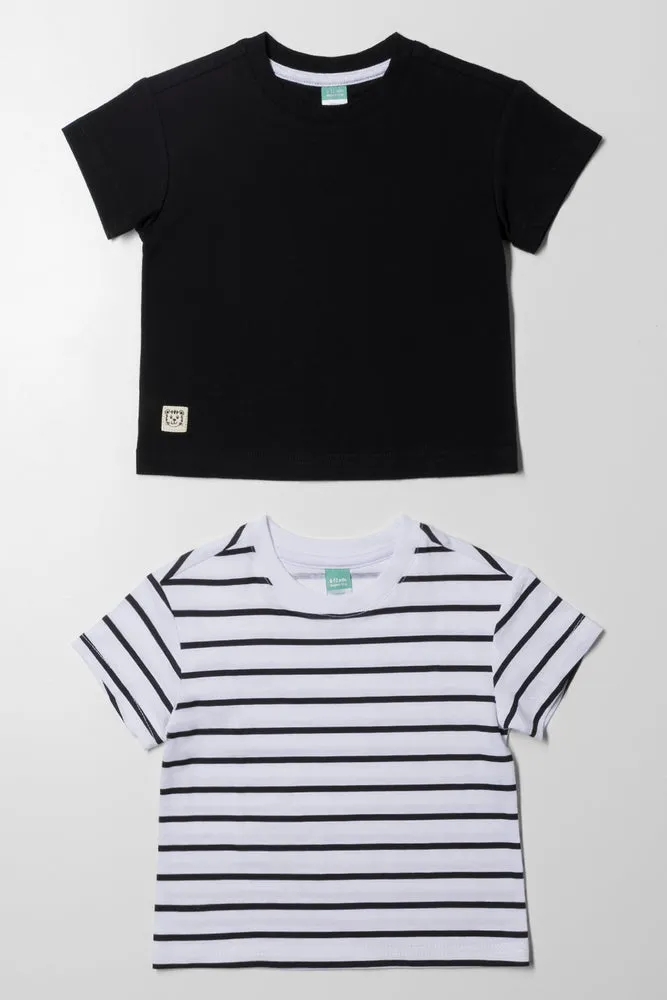 2 Pack Stripe Short Sleeve T-Shirts Black sold by Ackermas