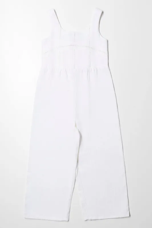 Lace Trim Jumpsuit White sold by Ackermas