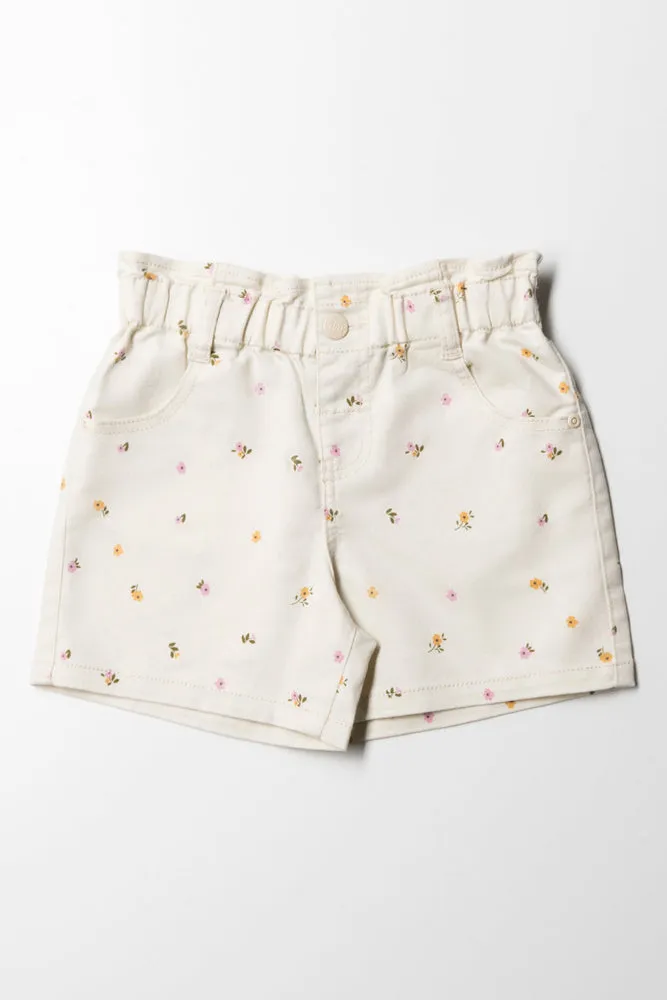 Embroidery Paper Bag Denim Short Natural sold by Ackermas