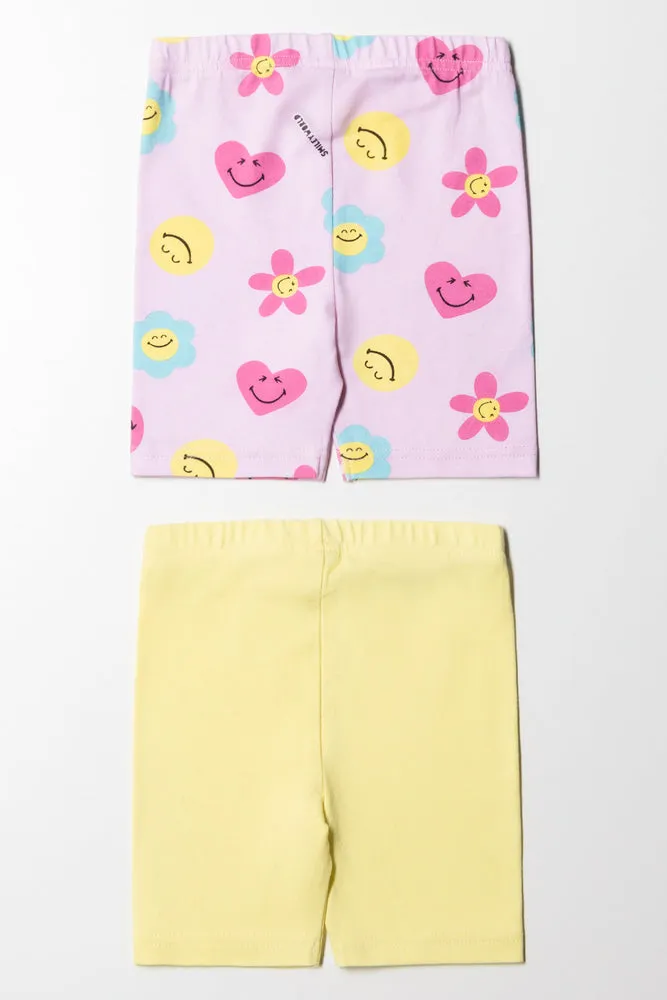 2 Pack SmileyWorld Cycling Shorts Yellow & Pink sold by Ackermas product image thumbnail 4