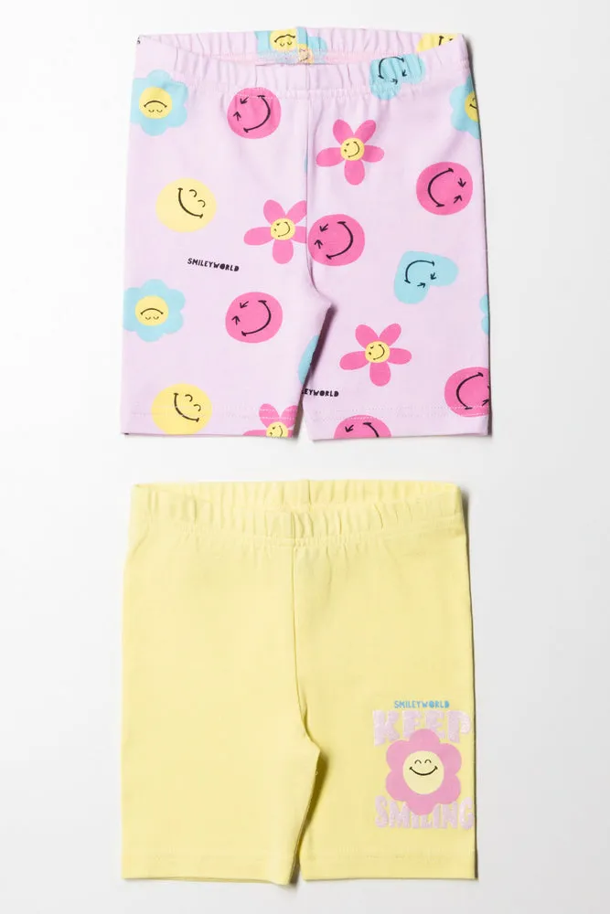 2 Pack SmileyWorld Cycling Shorts Yellow & Pink sold by Ackermas