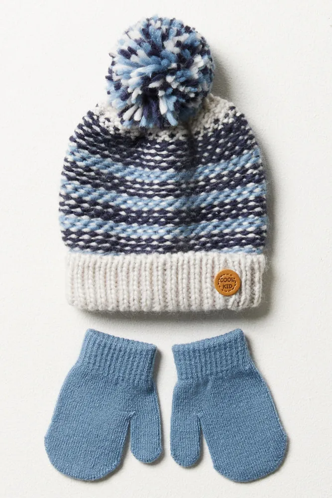 Beanie And Mittens Set Blue sold by Ackermas