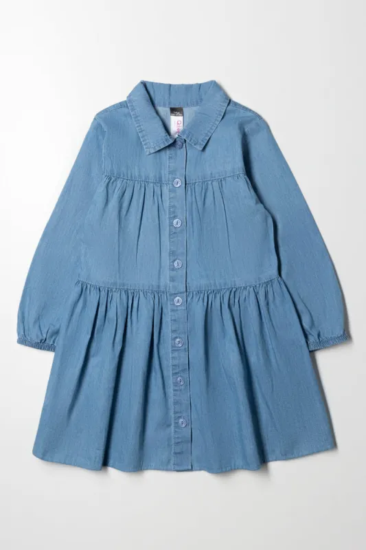Denim Shirt Dress Blue sold by Ackermas