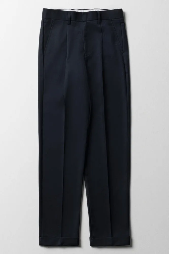 Boys School Turn Up Pants Navy sold by Ackermas