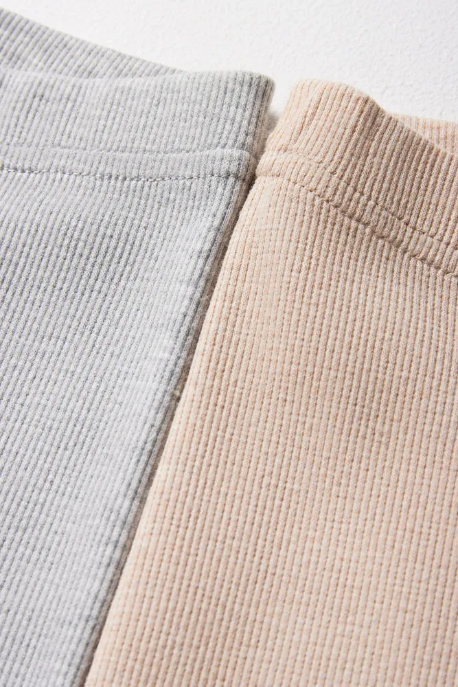 2 Pack Rib Leggings Grey & Natural sold by Ackermas product image thumbnail 2
