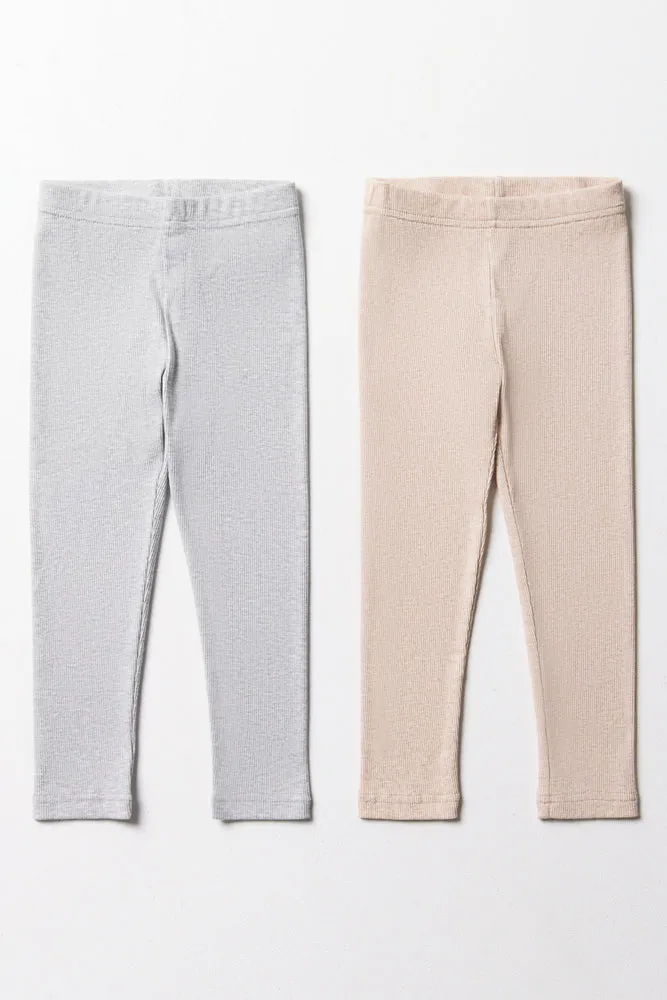 2 Pack Rib Leggings Grey & Natural sold by Ackermas