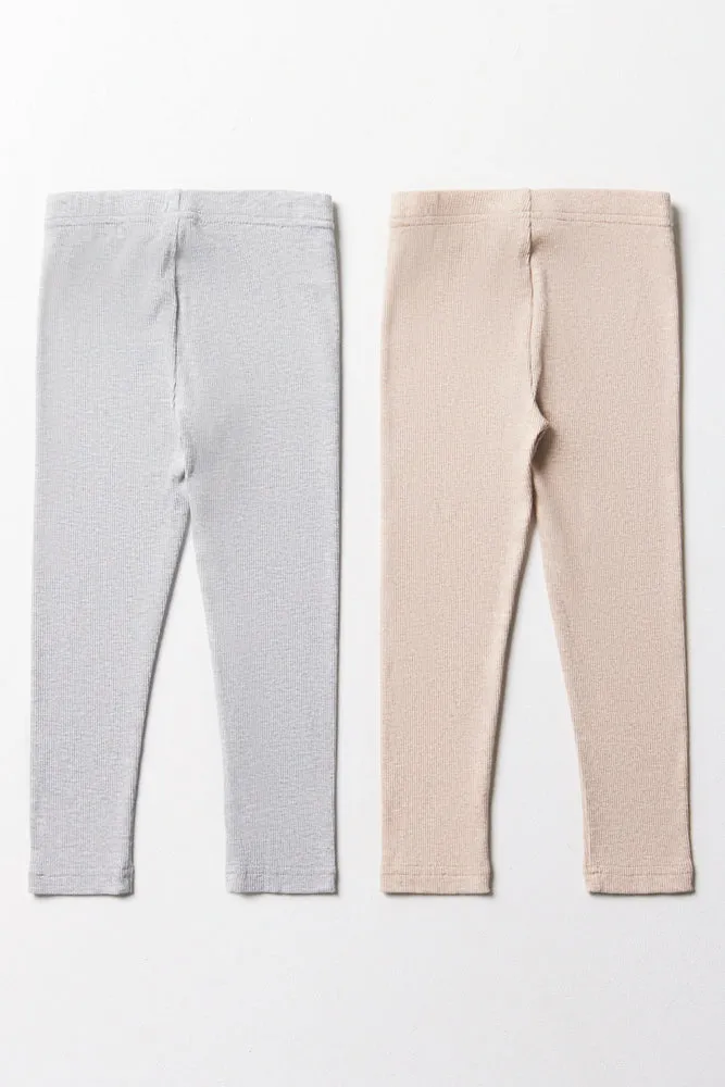 2 Pack Rib Leggings Grey & Natural sold by Ackermas product image thumbnail 3