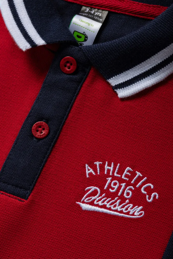 Colourblock Short Sleeve Golfer Navy & Red sold by Ackermas product image thumbnail 2