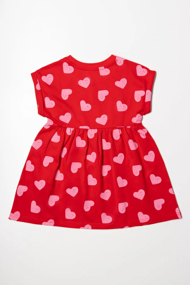 Heart Short Sleeve T-Shirt Dress Red And Pink sold by Ackermas product image thumbnail 3