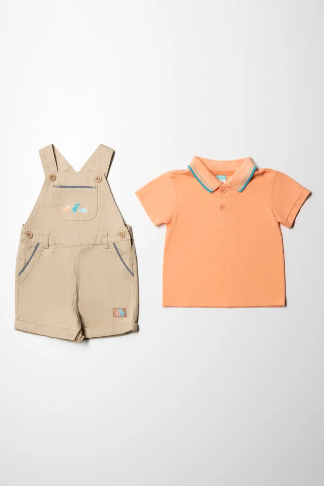 Dinosaur Dungaree Set Coral sold by Ackermas product image thumbnail 5