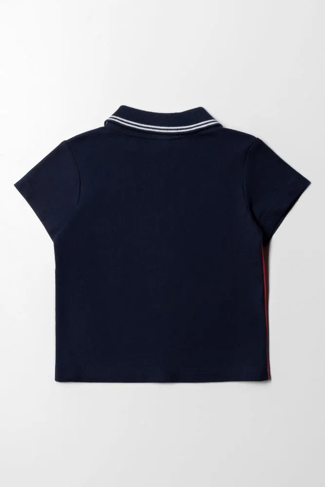 Colour Block Golfer Red, Navy, Blue And Cream sold by Ackermas product image thumbnail 3