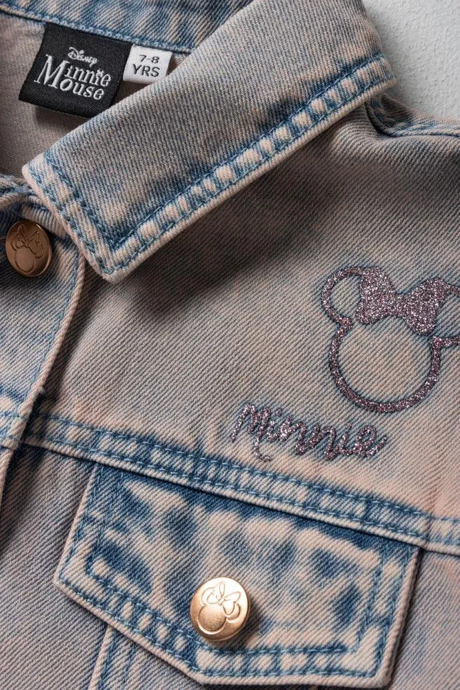 Minnie Mouse Distressed Denim Jacket Light Wash sold by Ackermas product image thumbnail 2