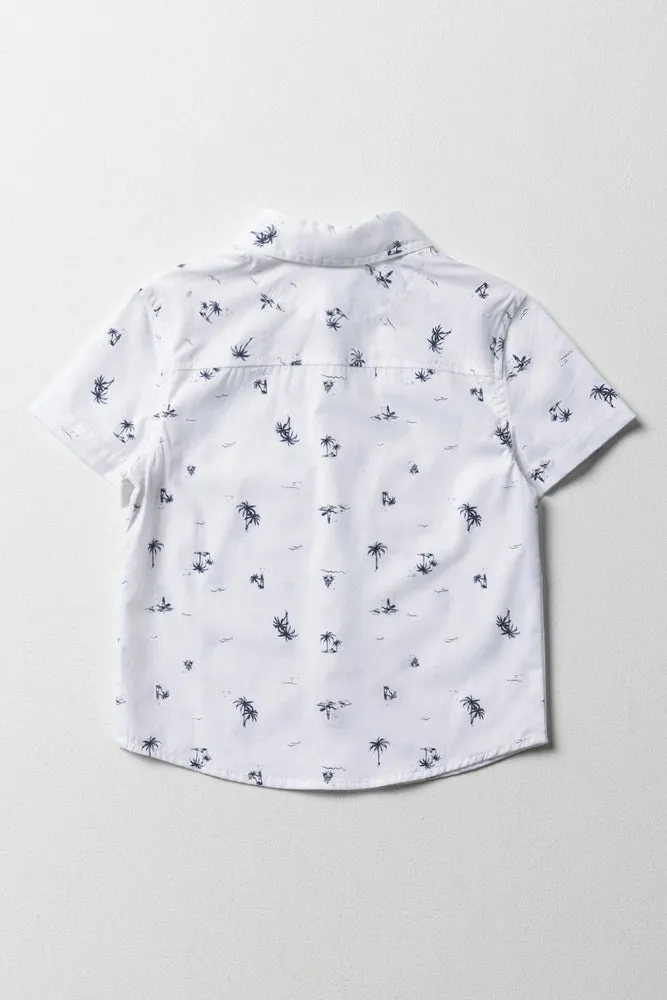 Tropical Short Sleeve Shirt Navy & White sold by Ackermas product image thumbnail 3