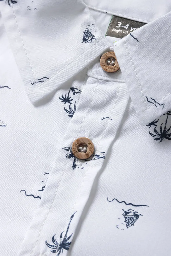 Tropical Short Sleeve Shirt Navy & White sold by Ackermas product image thumbnail 2