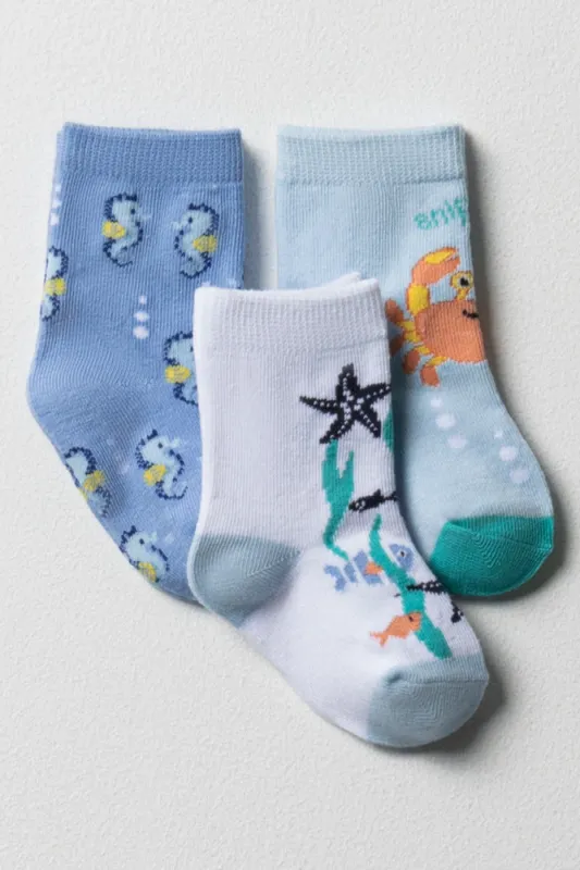 3 Pack Crab Sea Fish Socks Multi sold by Ackermas