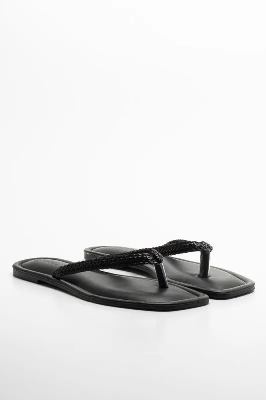 Weave Thong Sandal Black sold by Ackermas