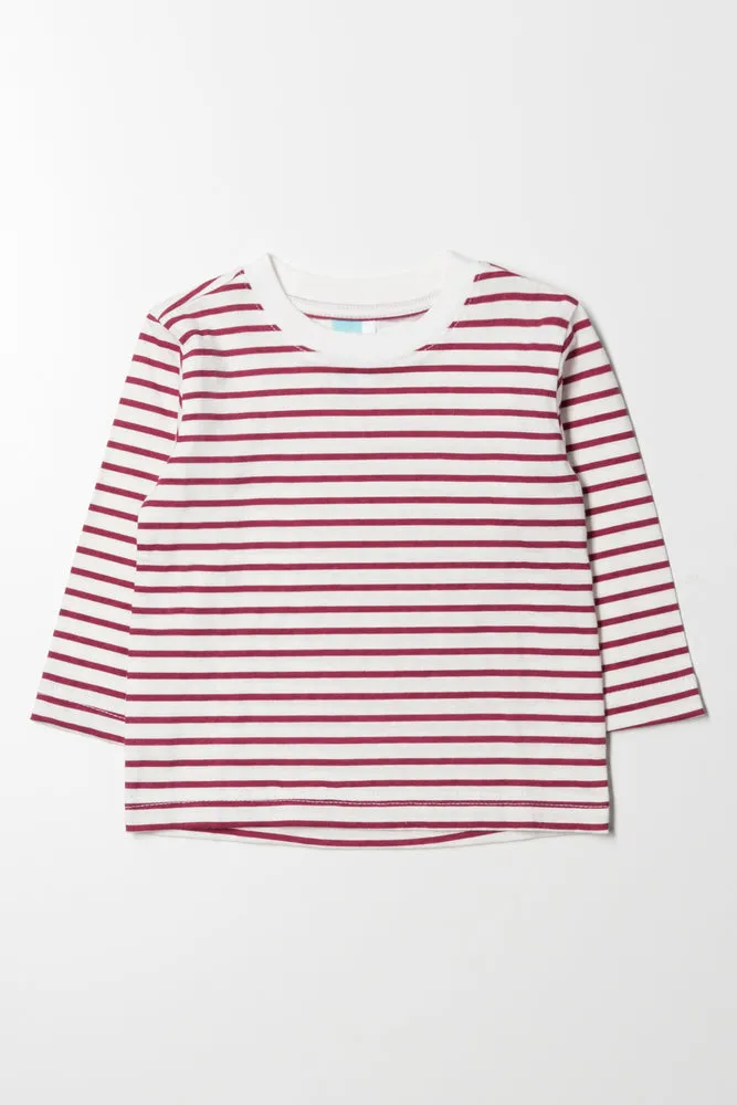 Long Sleeve Stripe T Shirt Red And White sold by Ackermas