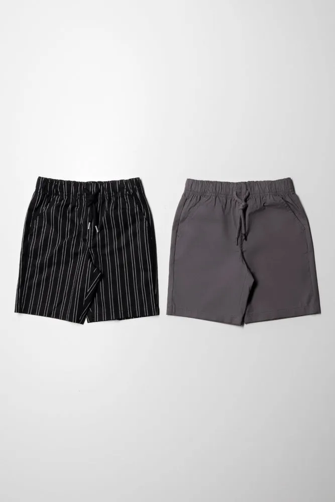 2 Pack Stripe Shorts Black And Dark Grey sold by Ackermas