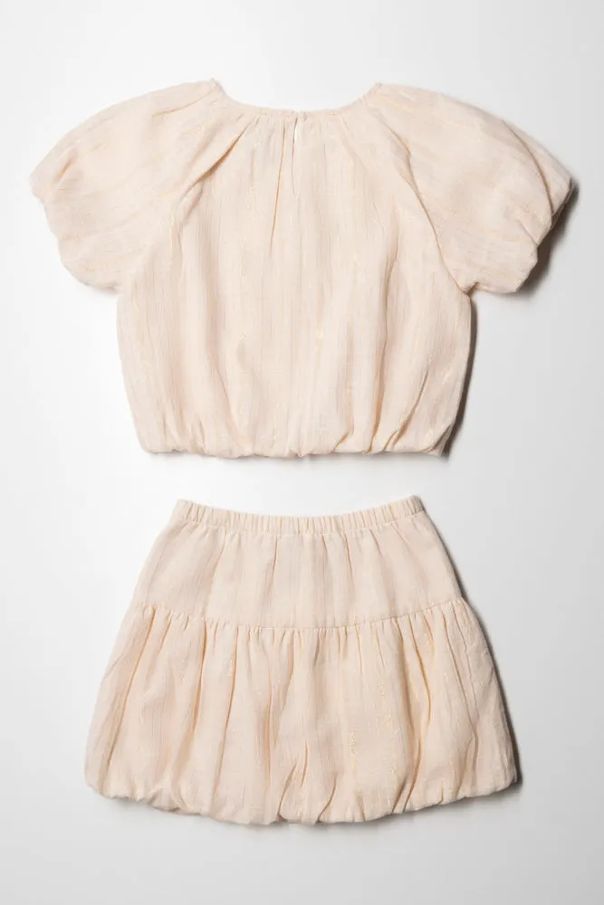 Puff Sleeve Lurex Woven Skirts Sets Natural sold by Ackermas product image thumbnail 5