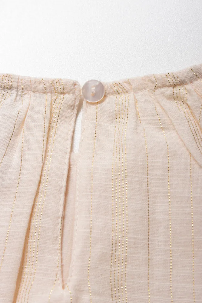 Puff Sleeve Lurex Woven Skirts Sets Natural sold by Ackermas product image thumbnail 3