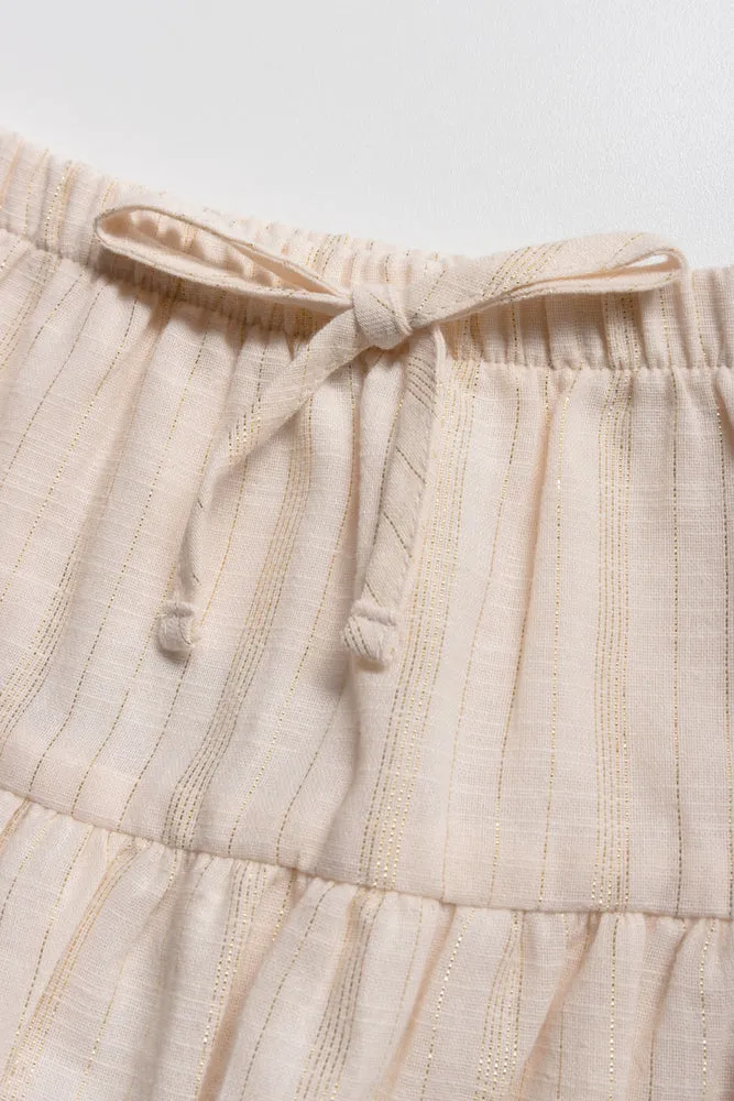 Puff Sleeve Lurex Woven Skirts Sets Natural sold by Ackermas product image thumbnail 4