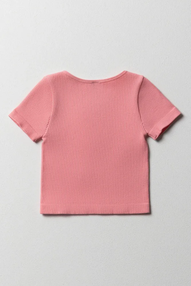 Seamless Short Sleeve T-Shirt Pink sold by Ackermas product image thumbnail 3