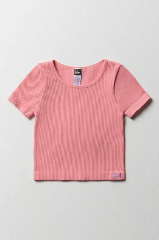 Seamless Short Sleeve T-Shirt Pink sold by Ackermas
