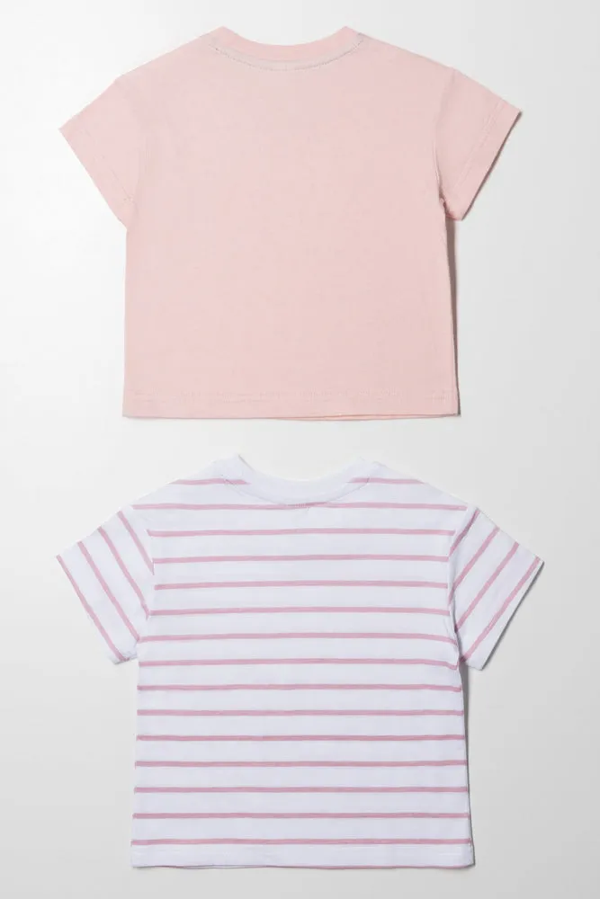 2 Pack Stripe T-Shirts Pink sold by Ackermas product image thumbnail 3