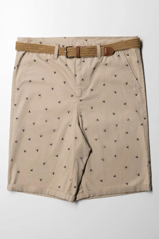 Belted Chino Shorts Natural sold by Ackermas
