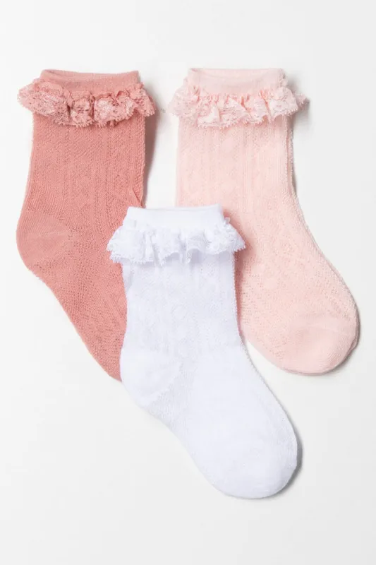 3 Pack Socks Pink And White sold by Ackermas