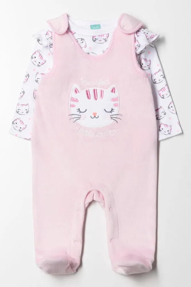 Fleece Cat Dungaree Pink sold by Ackermas