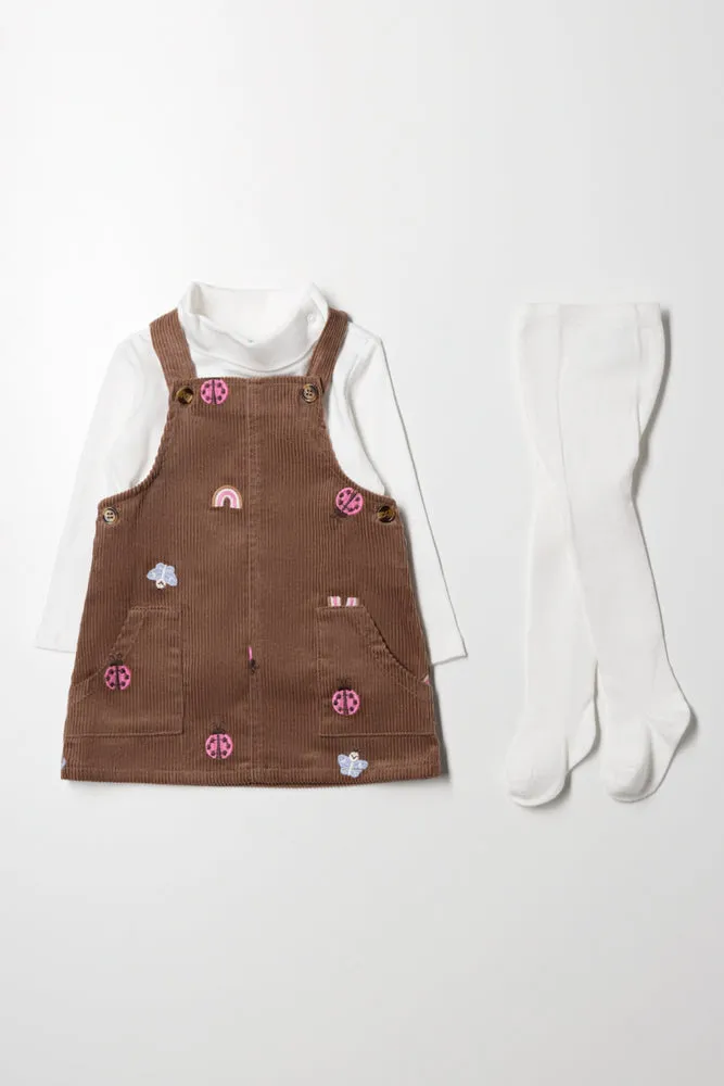 Corduroy Pinafore Set With Tights Brown sold by Ackermas