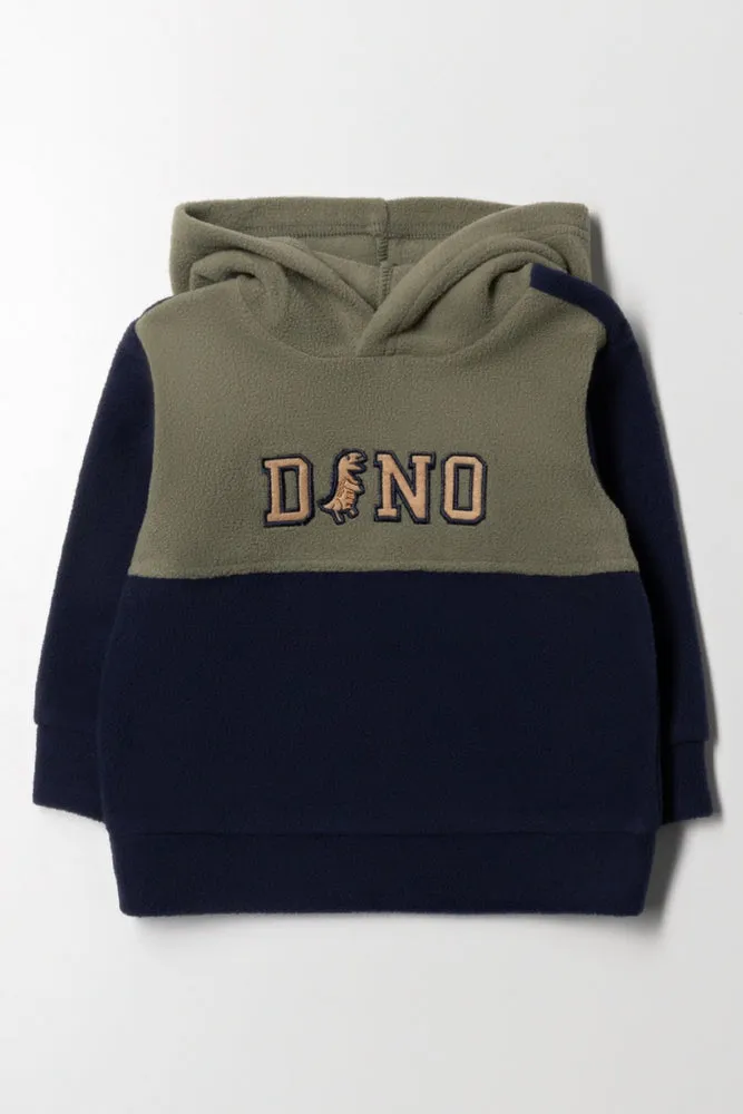 Dinosaur Colour Block Hoodie Green And Navy sold by Ackermas