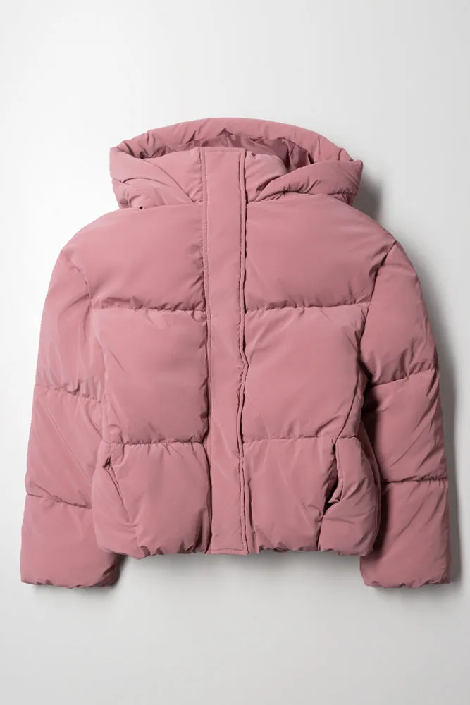 Hooded Puffer Jacket Pink sold by Ackermas