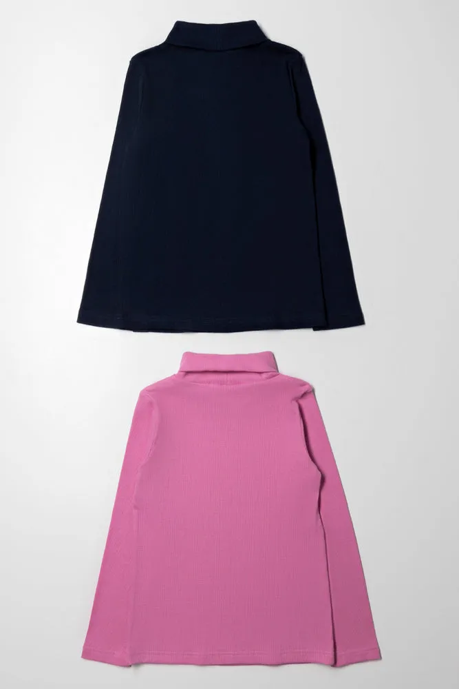 2 Pack Long Sleeve Poloneck Pink & Navy sold by Ackermas product image thumbnail 4