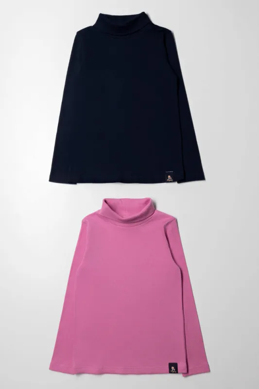 2 Pack Long Sleeve Poloneck Pink & Navy sold by Ackermas