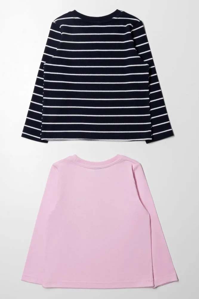 2 Pack Long Sleeve T-Shirt Pink & Navy sold by Ackermas product image thumbnail 4