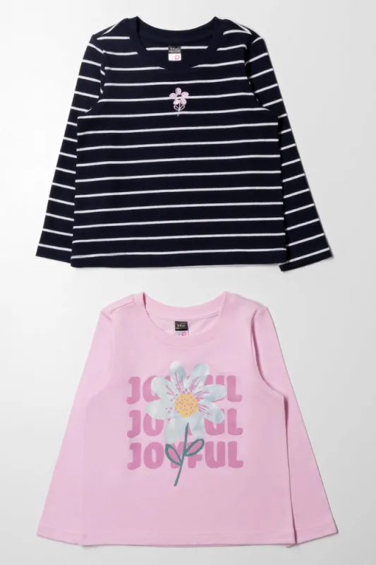2 Pack Long Sleeve T-Shirt Pink & Navy sold by Ackermas