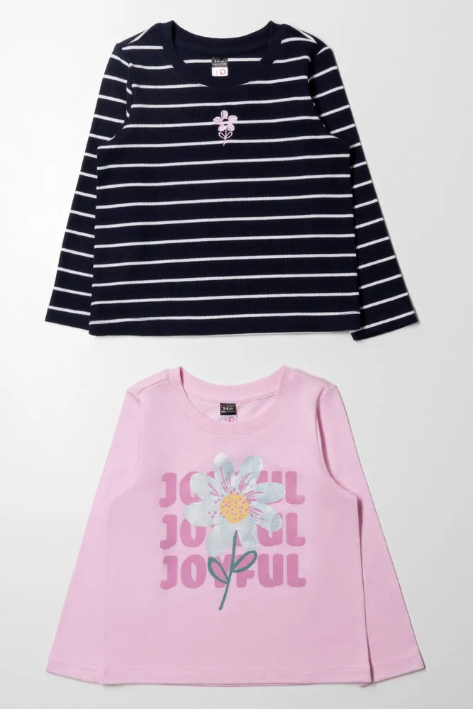2 Pack Long Sleeve T-Shirt Pink & Navy sold by Ackermas