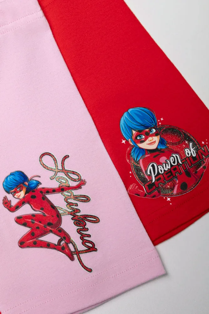 Miraculous 2 Pack Cycling Shorts Pink & Red sold by Ackermas product image thumbnail 2