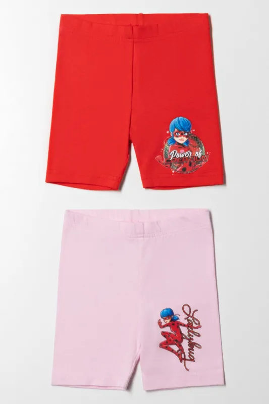Miraculous 2 Pack Cycling Shorts Pink & Red sold by Ackermas