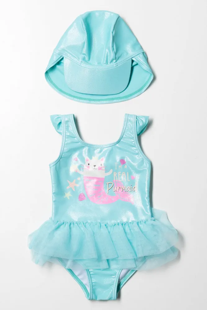 Swimsuit With Hat Teal sold by Ackermas