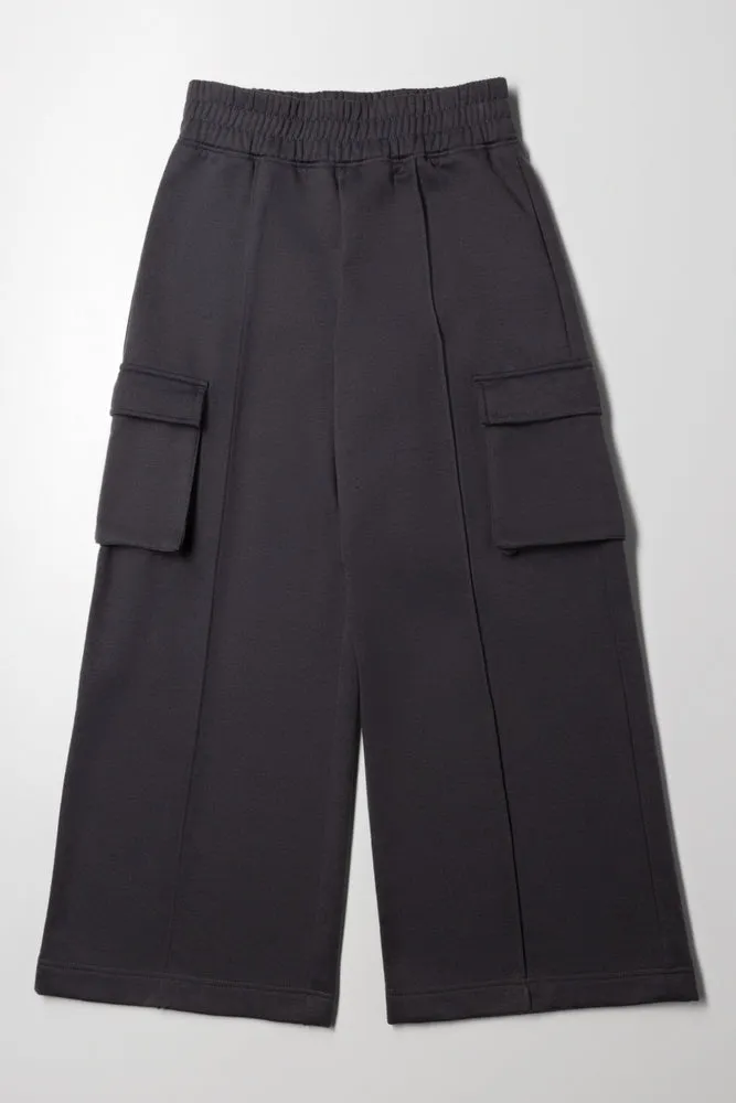 Cargo Wide Leg Track Pants Charcoal sold by Ackermas