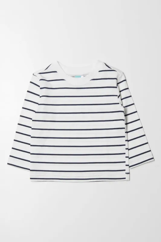 Stripe Long Sleeve T-Shirt Navy And White sold by Ackermas