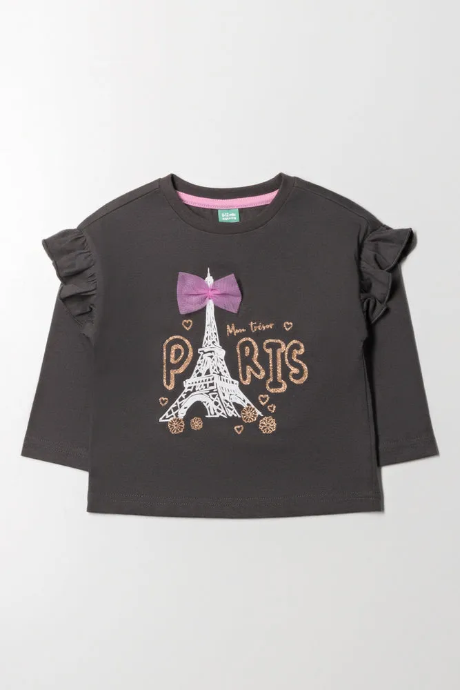 Paris Long Sleeve T-Shirt Dark Grey sold by Ackermas
